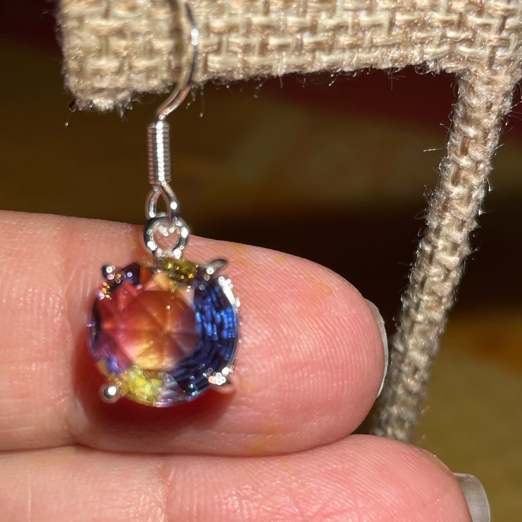 925 Silver BiColored Tourmaline Dangle Earrings 925 Silver BiColored Tourmaline Dangle Earrings